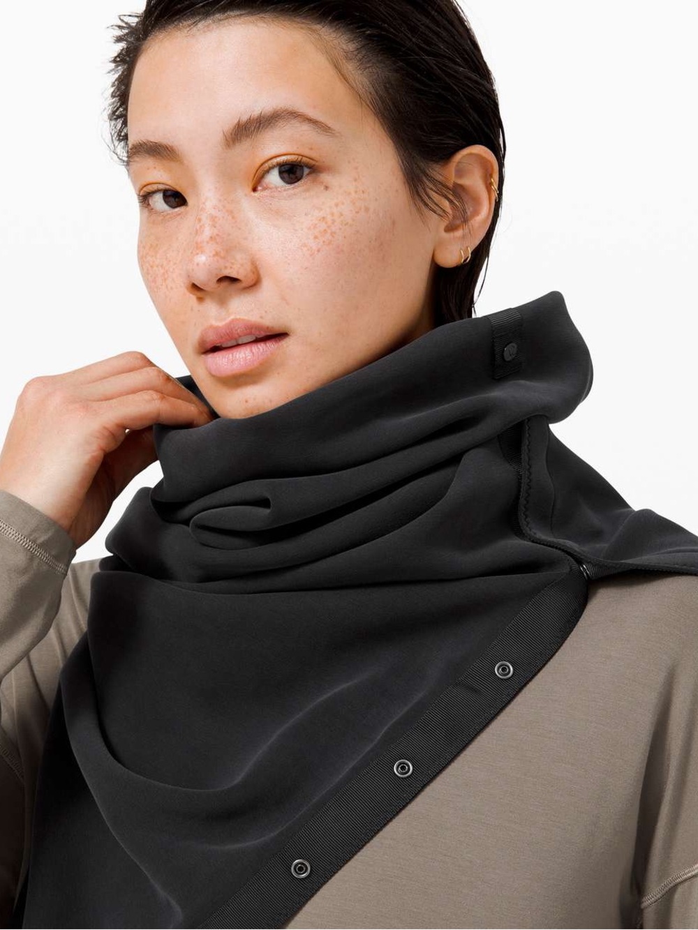 lululemon athletica Black Quilted Snap-Front Infinity Scarf